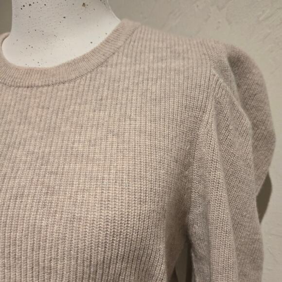 Autumn Cashmere 100% Cashmere Pleated Puff Sleeve Ribbon Laced Ruched Sweater-S - Picture 3 of 6